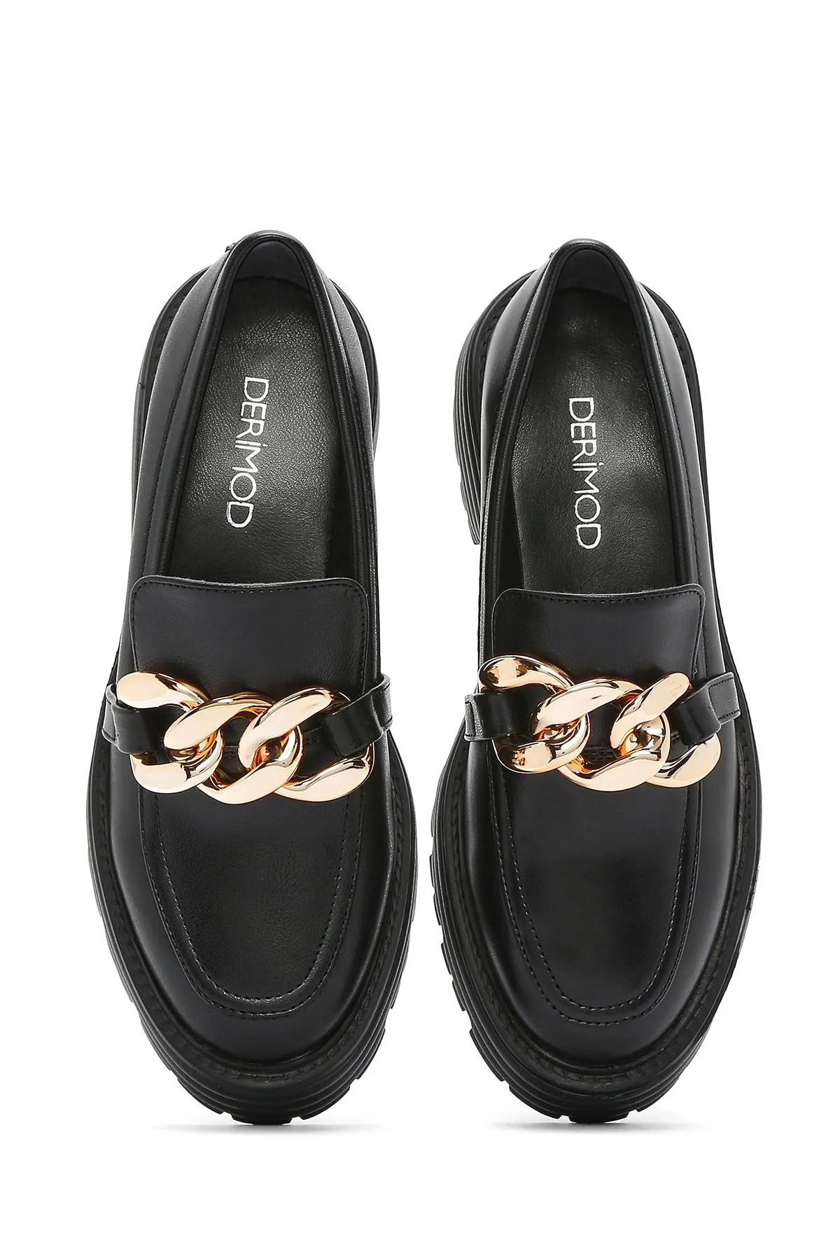 Kadın Siyah Kalın Tabanlı Maskülen Loafer