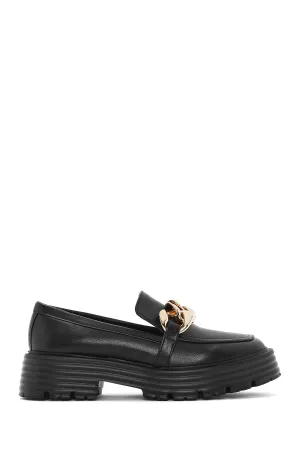 Kadın Siyah Kalın Tabanlı Maskülen Loafer