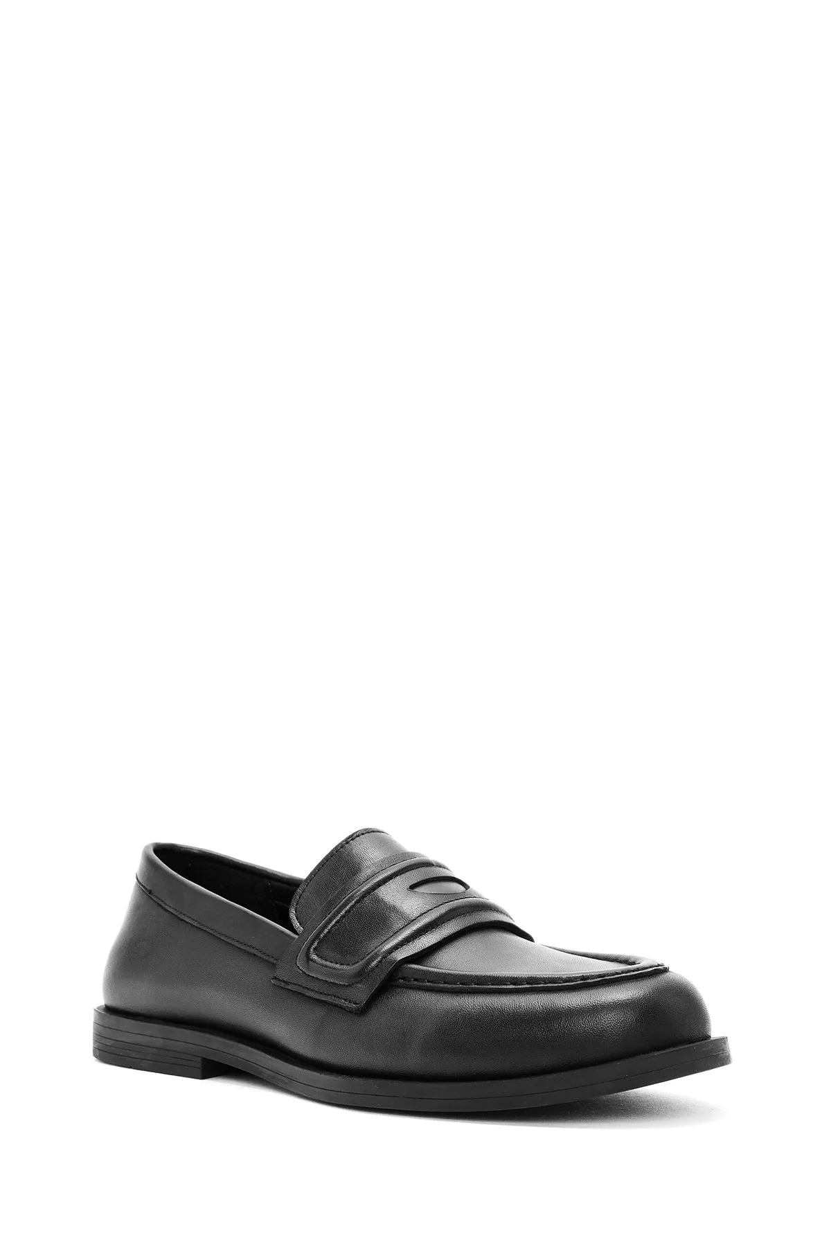 Kadın Siyah Klasik Deri Loafer