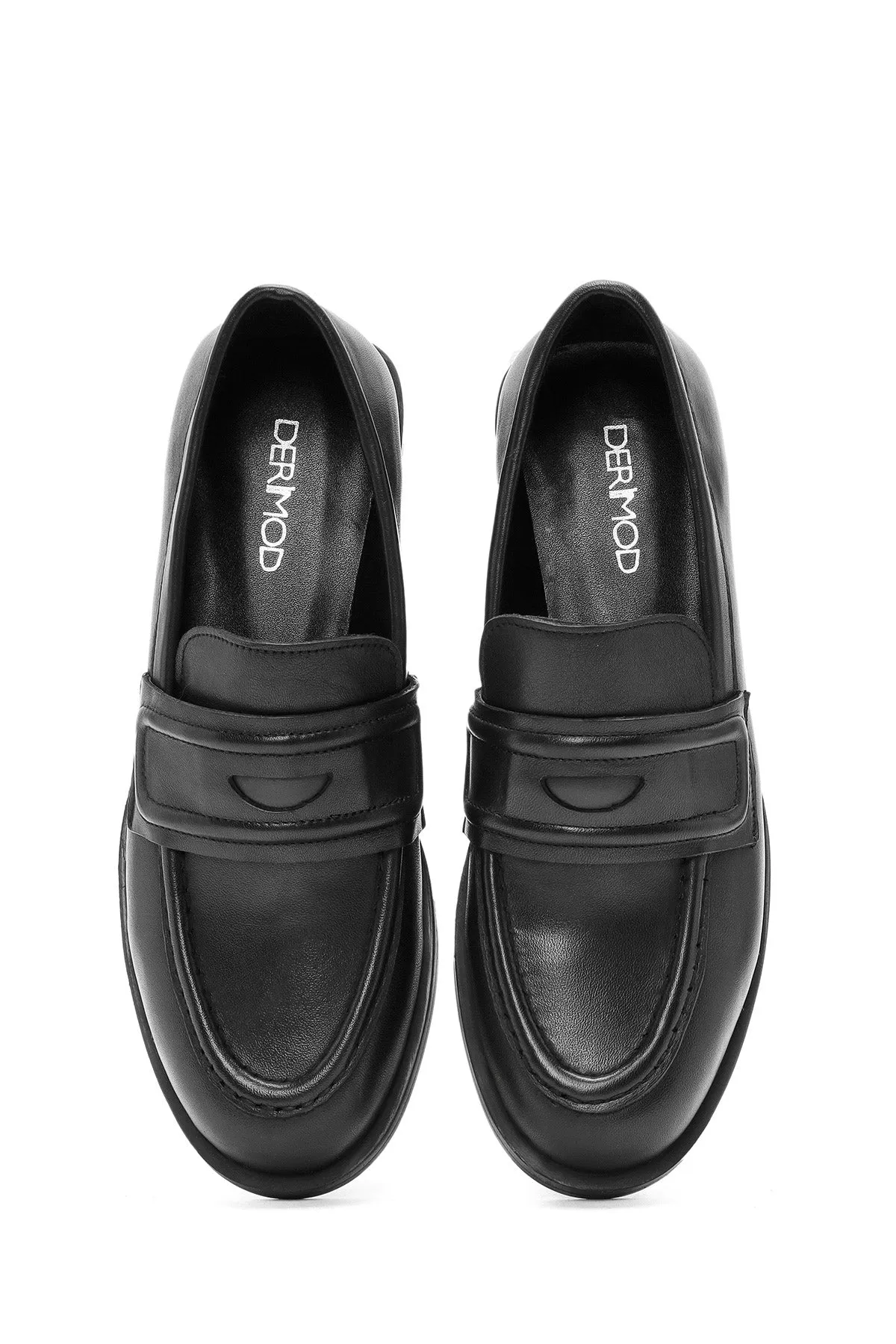 Kadın Siyah Klasik Deri Loafer