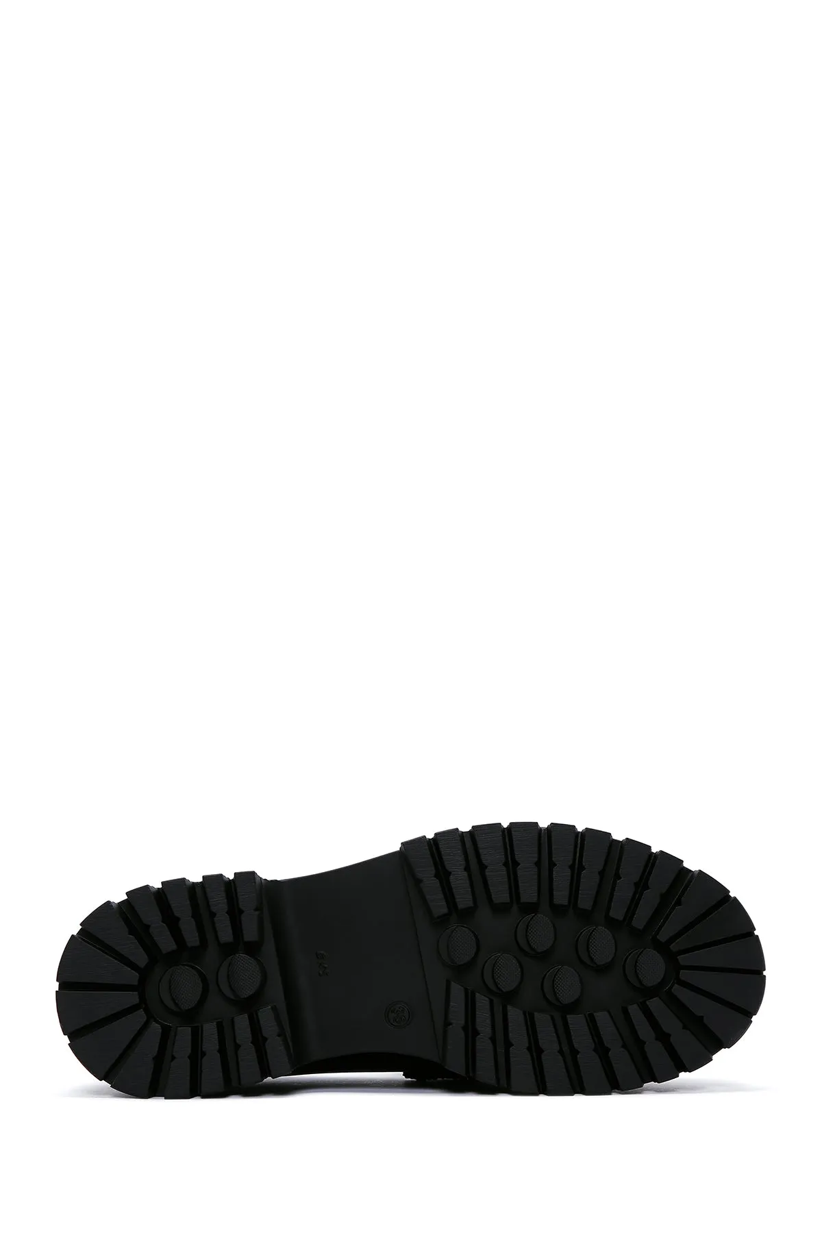 Kadın Siyah Taş Detaylı Deri Maskülen Loafer