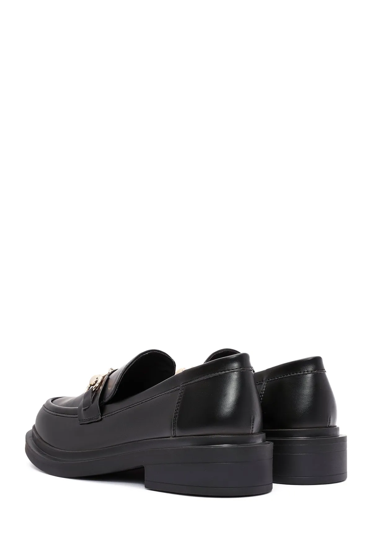 Kadın Siyah Toka Detaylı Maskülen Loafer