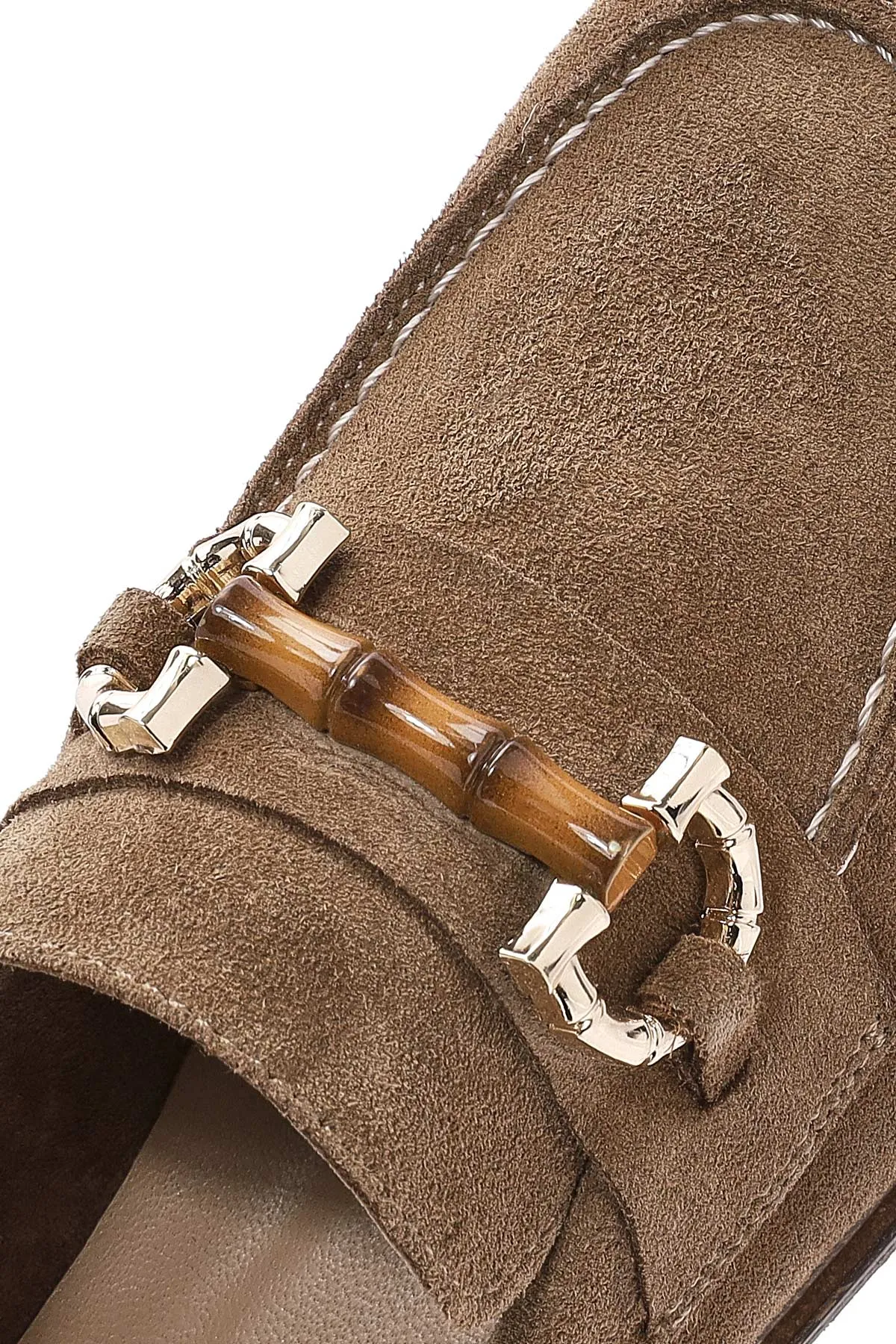 Kadın Taba Toka Detaylı Süet Deri Maskülen Loafer