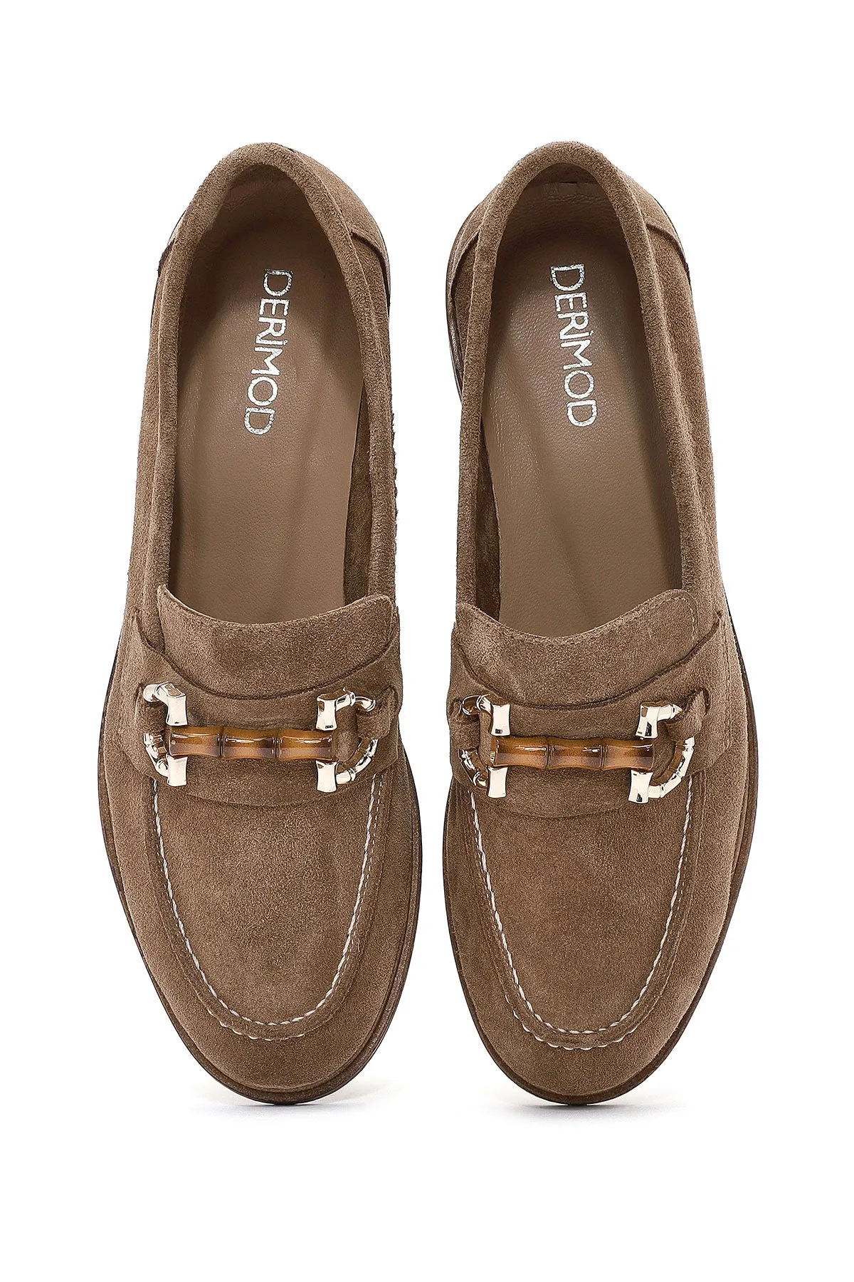Kadın Taba Toka Detaylı Süet Deri Maskülen Loafer