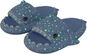 Kapley Galaxy Shark Slides Glow In The Dark, Cloud Starry Sky Luminous Shark Slides for Women Men