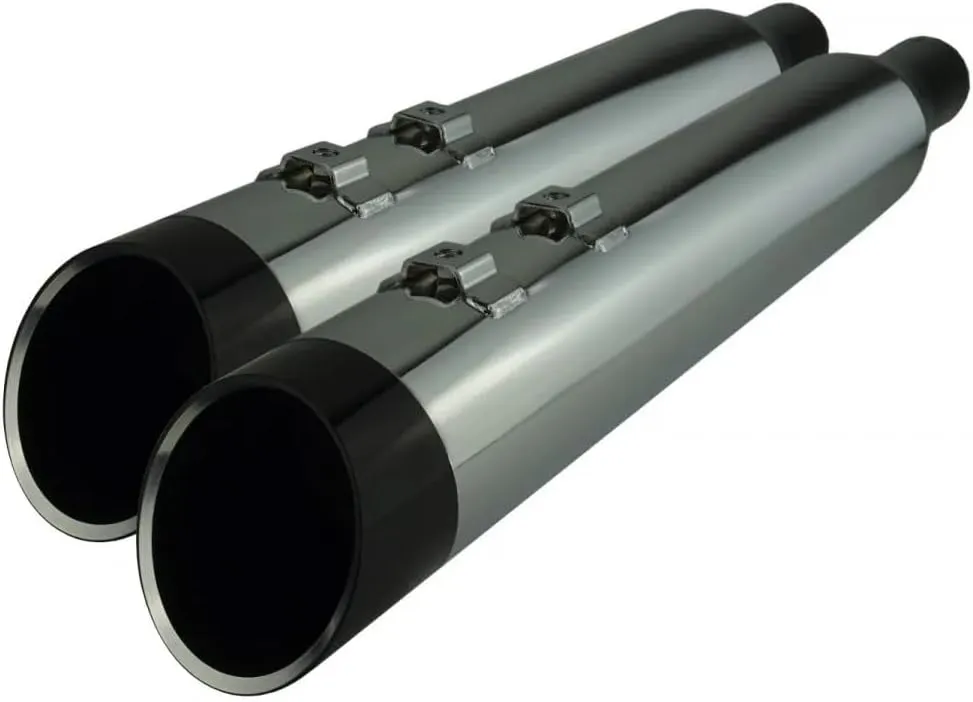 KhromeWerks 1801-1450 202765 HP-Plus 4.5 inch Slip-On Mufflers for Touring - Chrome with Edge