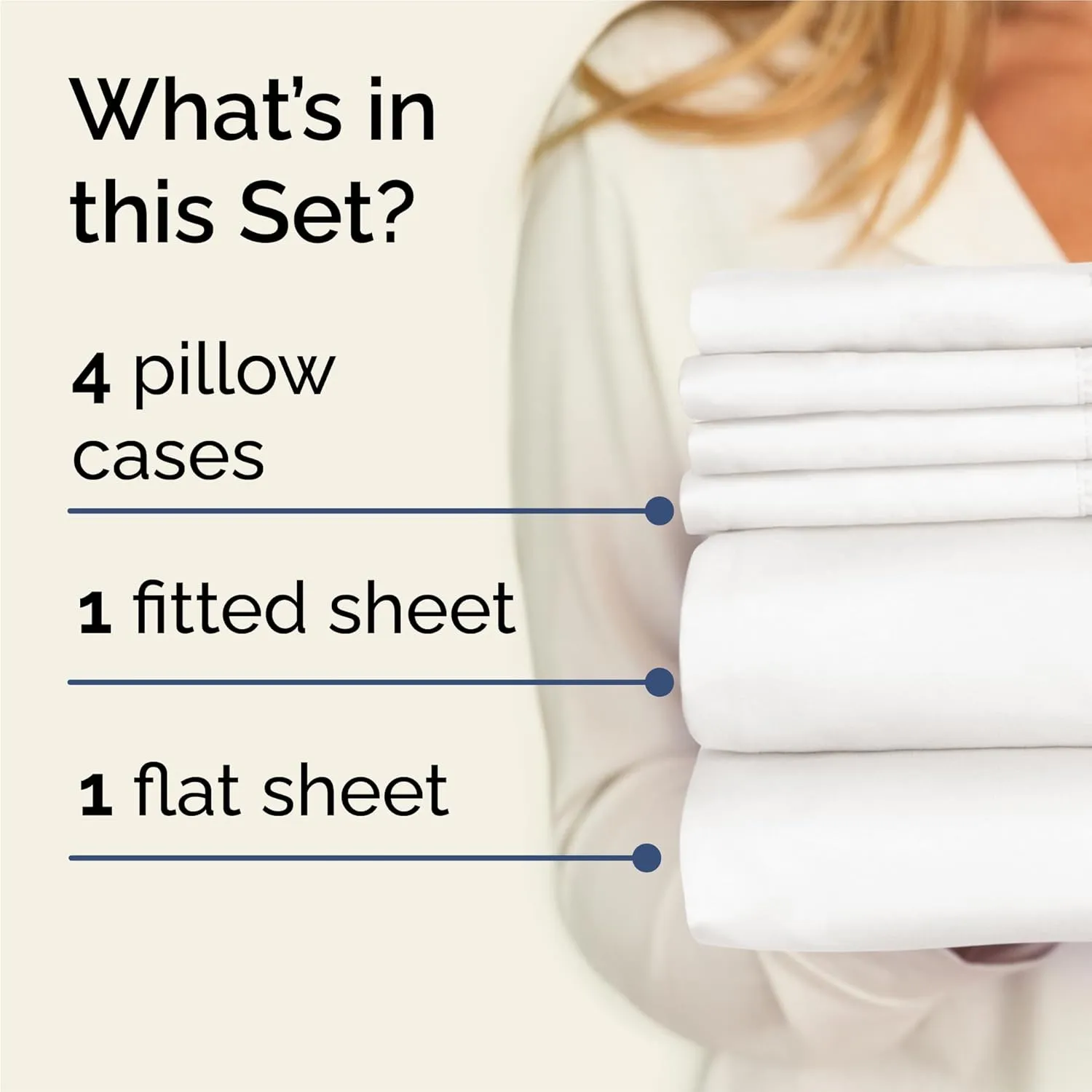 King 6 Piece Sheet Set - Comfy Breathable & Cooling - Ultra Soft Hotel Luxury Bedding Set w/ 8-16 Inch Deep Pockets - 1 Flat & 1 Fitted Sheet & 4 Pillowcases - Wrinkle Free & Easy Care - Antique White