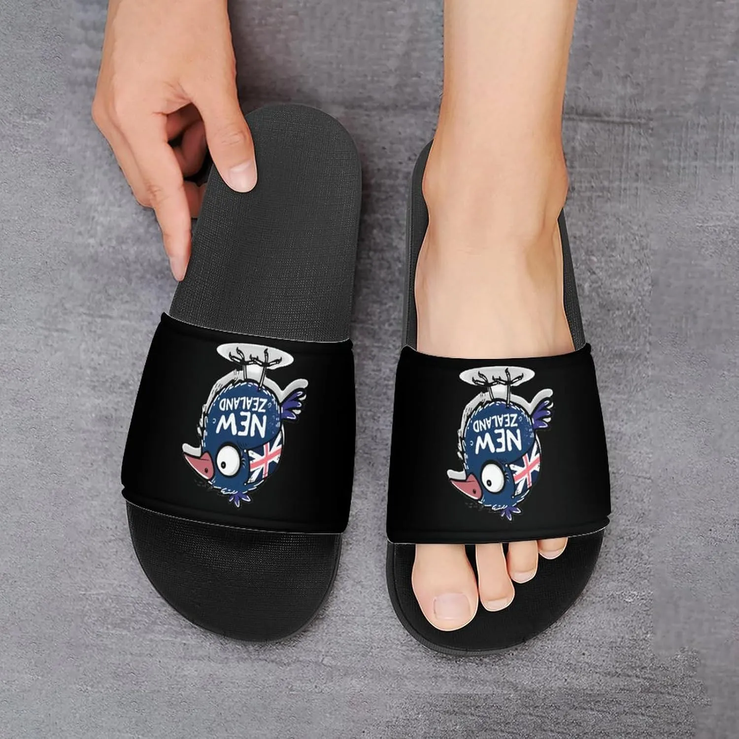 Kiwi Bird New Zealands Flag Slippers for Women Men Anti-Slip Shower Slides Open Toe Slippers for Home Outdoor Beach