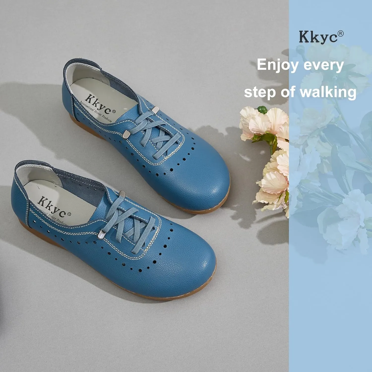 Kkyc Women's Shoes Comfy Fashion Loafers Slip on Leather Sneakers Cute Nurse Work Flats Lightweight Casual Walking Shoes
