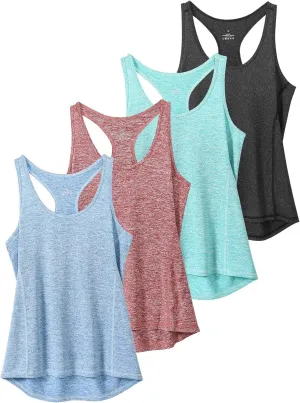 Kniffi Workout Tank Tops for Women Running Racerback Tank Exercise Yoga Tanks Gym Sleeveless Shirts 4 Pack