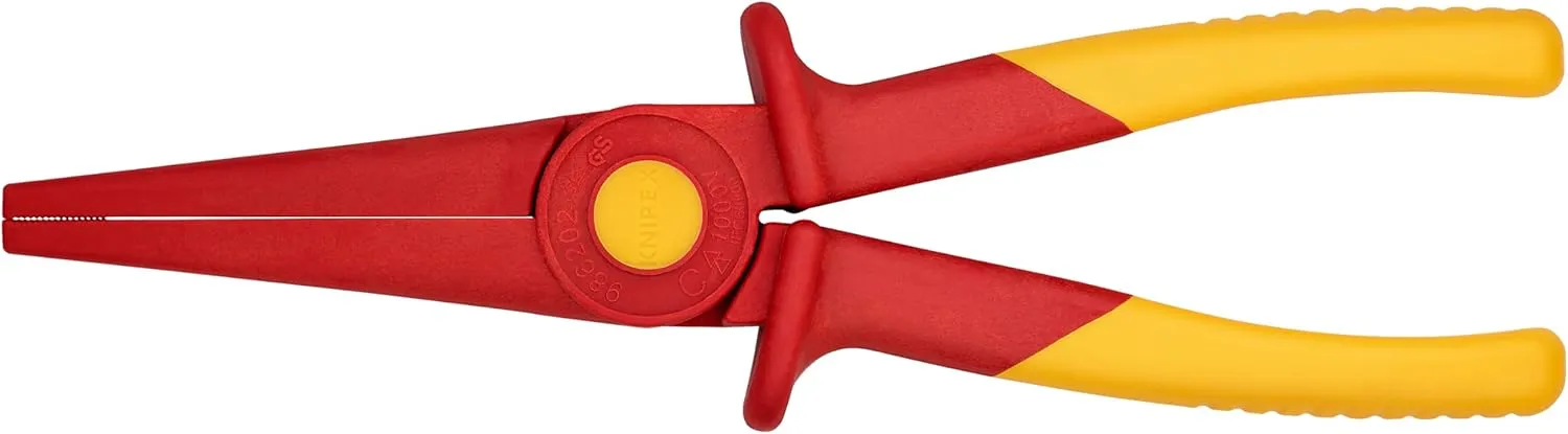 KNIPEX Tools 98 62 02, Flat Nose Plastic Pliers 1000V Insulated, Orange