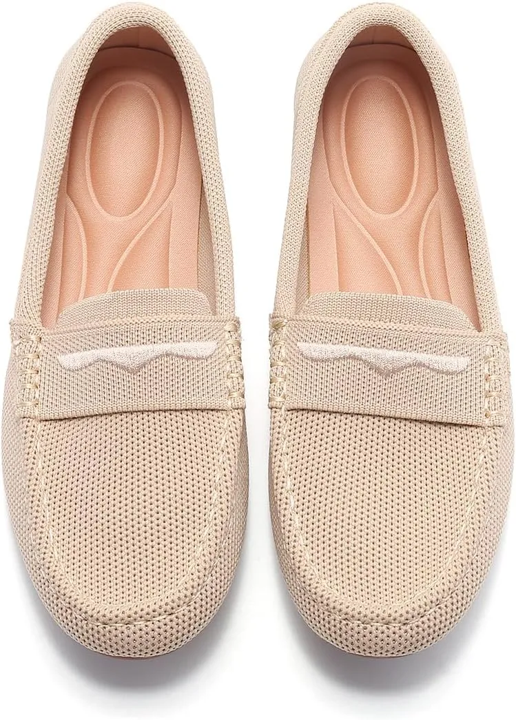 Knit Loafers for Women Comfortable Casual Slip On Driving Flats Shoes Comfortable Walking Boat Shoes