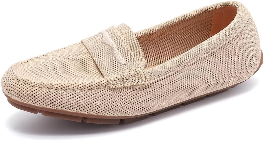 Knit Loafers for Women Comfortable Casual Slip On Driving Flats Shoes Comfortable Walking Boat Shoes