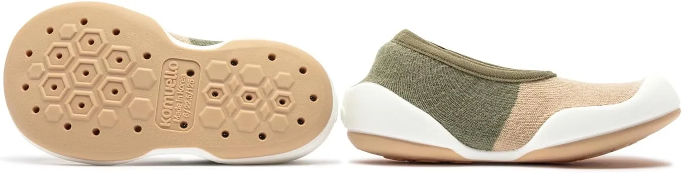 Komuello Flat Toddler Shoes, Breathable, Washable, Non-Slip, Secure Fit, Cotton Socks with Air Pocket Cushion for Indoor and Outdoor Use, Unisex Toddler Shoes for Girls