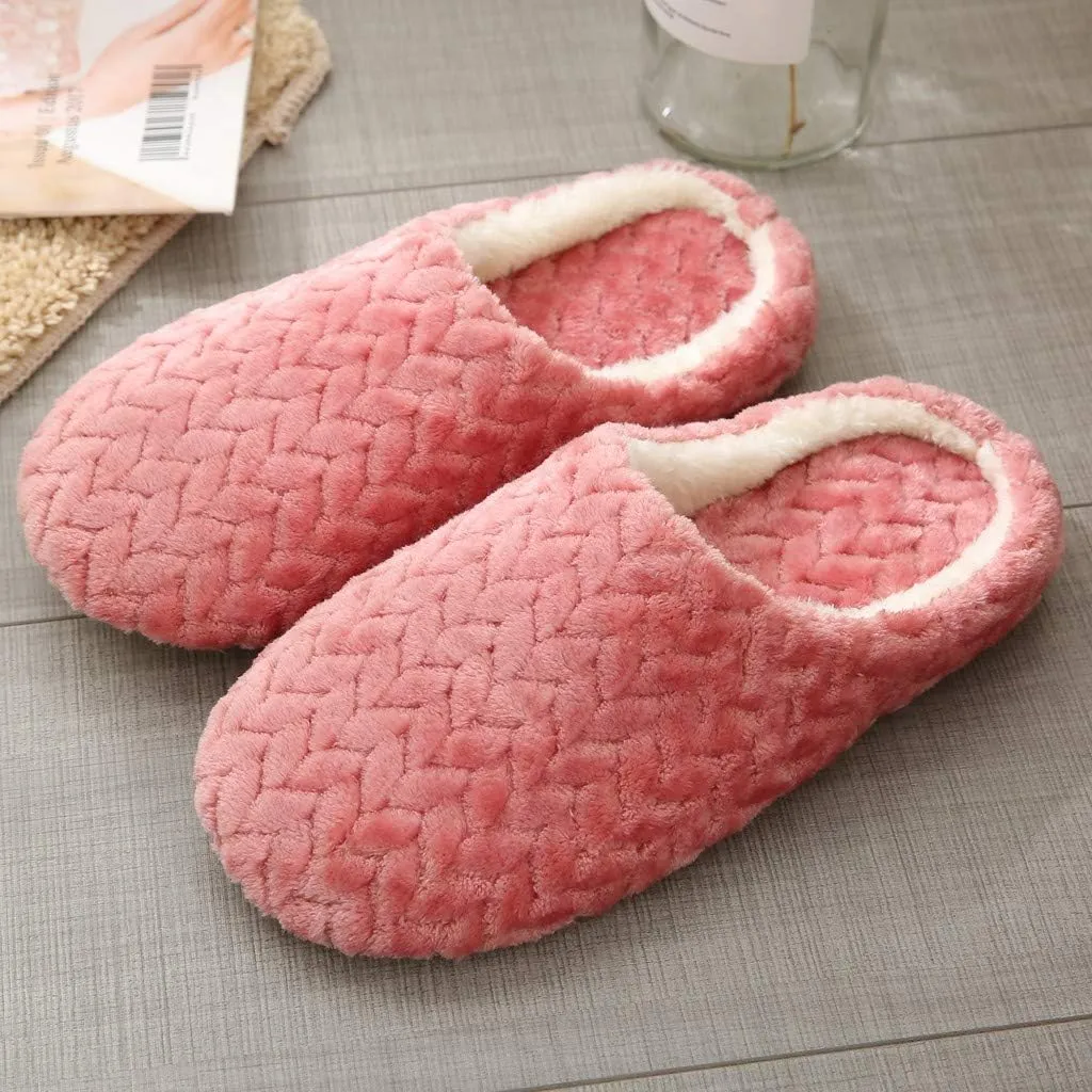 KRIDDR Couple Winter Warm Furry Slippers Home Indoor Non-Slip Slippers Soft Thick Bottom Slippers Plush Cotton Shoes