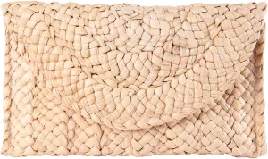 KUANG! Womens Straw Clutch Purse Handbag Shoulder Clutch Envelope Wallet Beach Straw Purse for Ladies