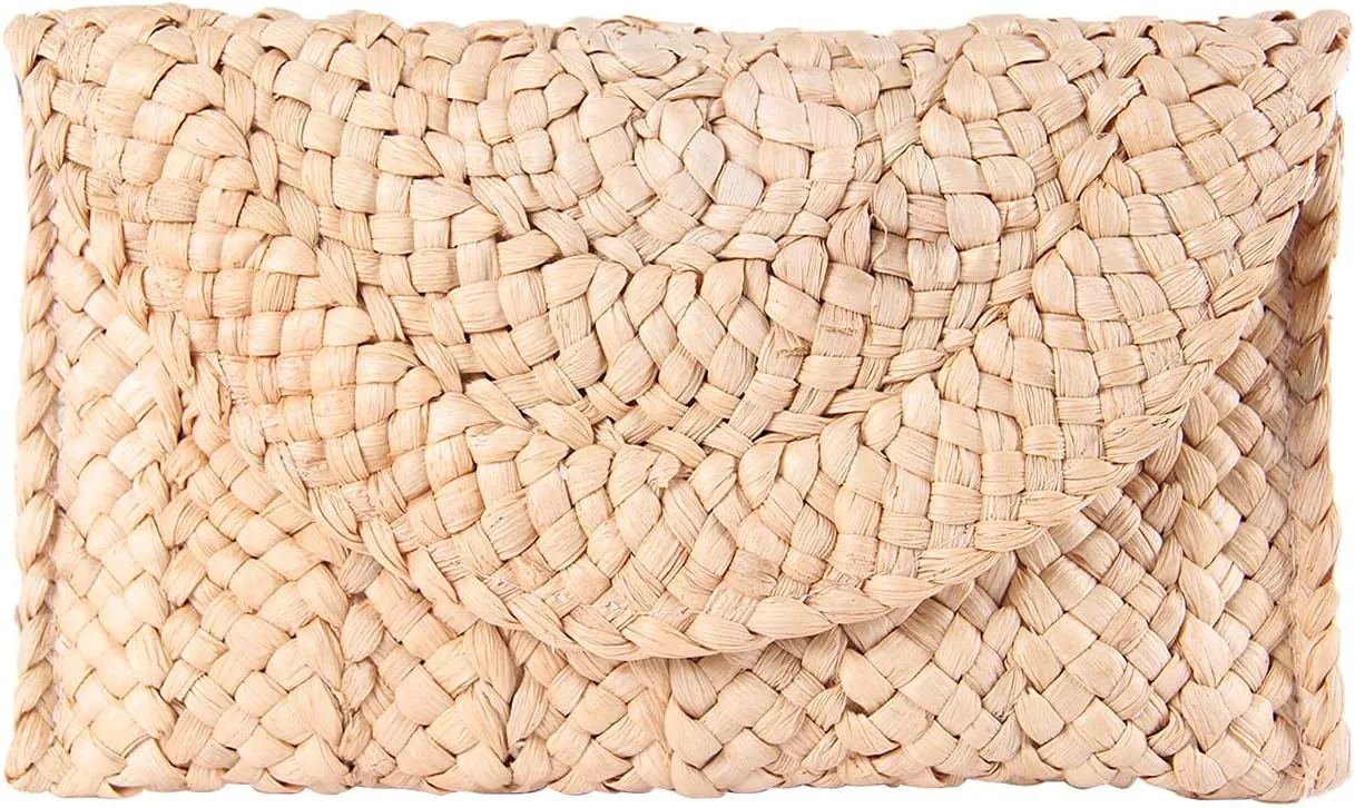 KUANG! Womens Straw Clutch Purse Handbag Shoulder Clutch Envelope Wallet Beach Straw Purse for Ladies