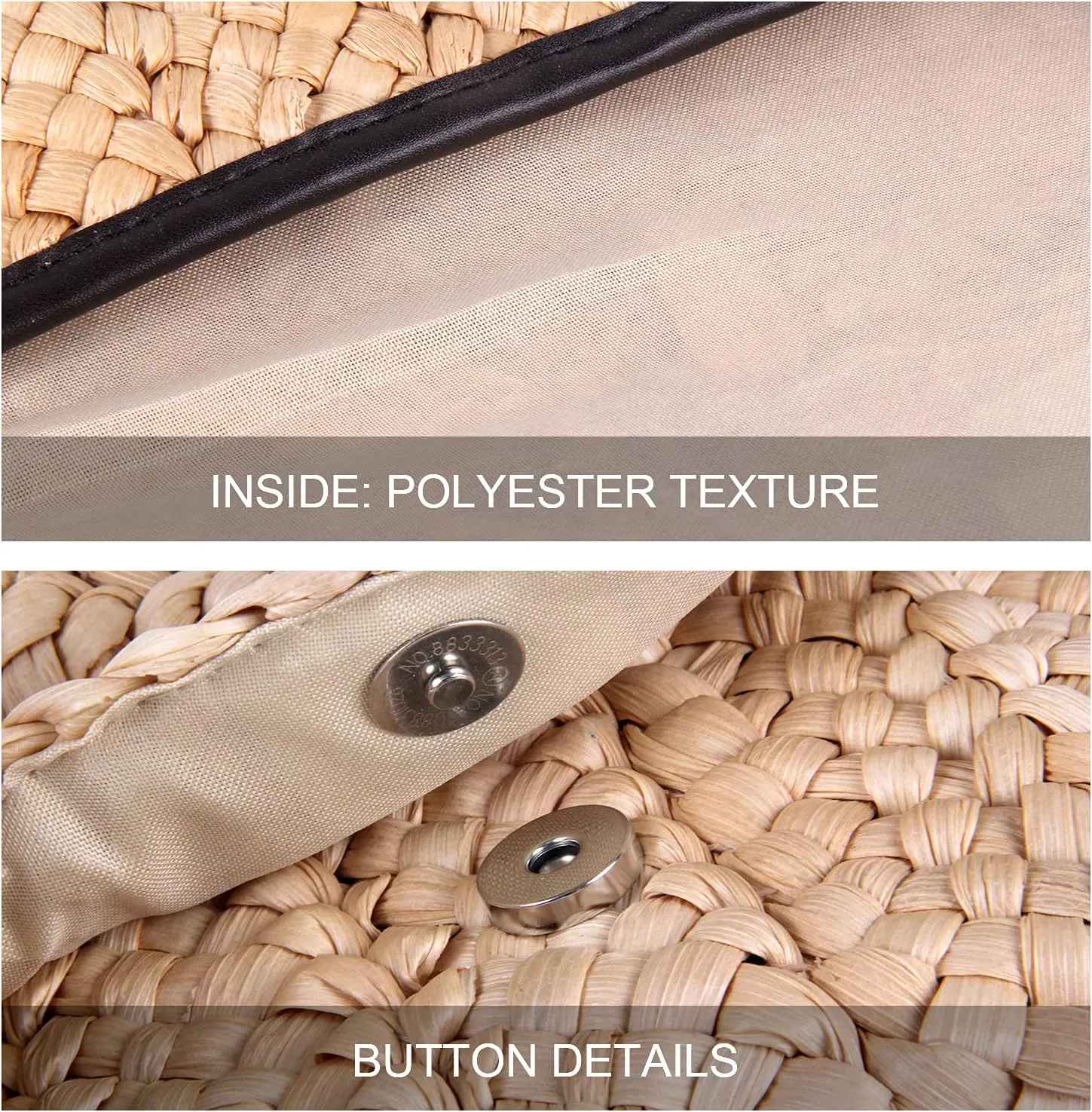 KUANG! Womens Straw Clutch Purse Handbag Shoulder Clutch Envelope Wallet Beach Straw Purse for Ladies