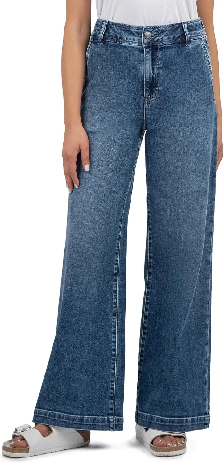 KUT from the Kloth Women's Jean High Rise Wide Leg Slash Front Pockets