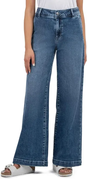 KUT from the Kloth Women's Jean High Rise Wide Leg Slash Front Pockets
