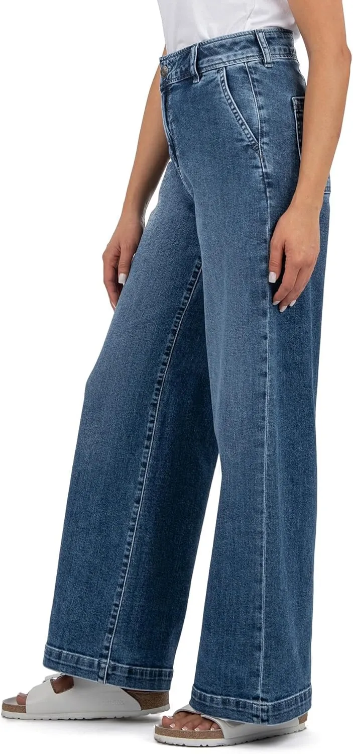 KUT from the Kloth Women's Jean High Rise Wide Leg Slash Front Pockets
