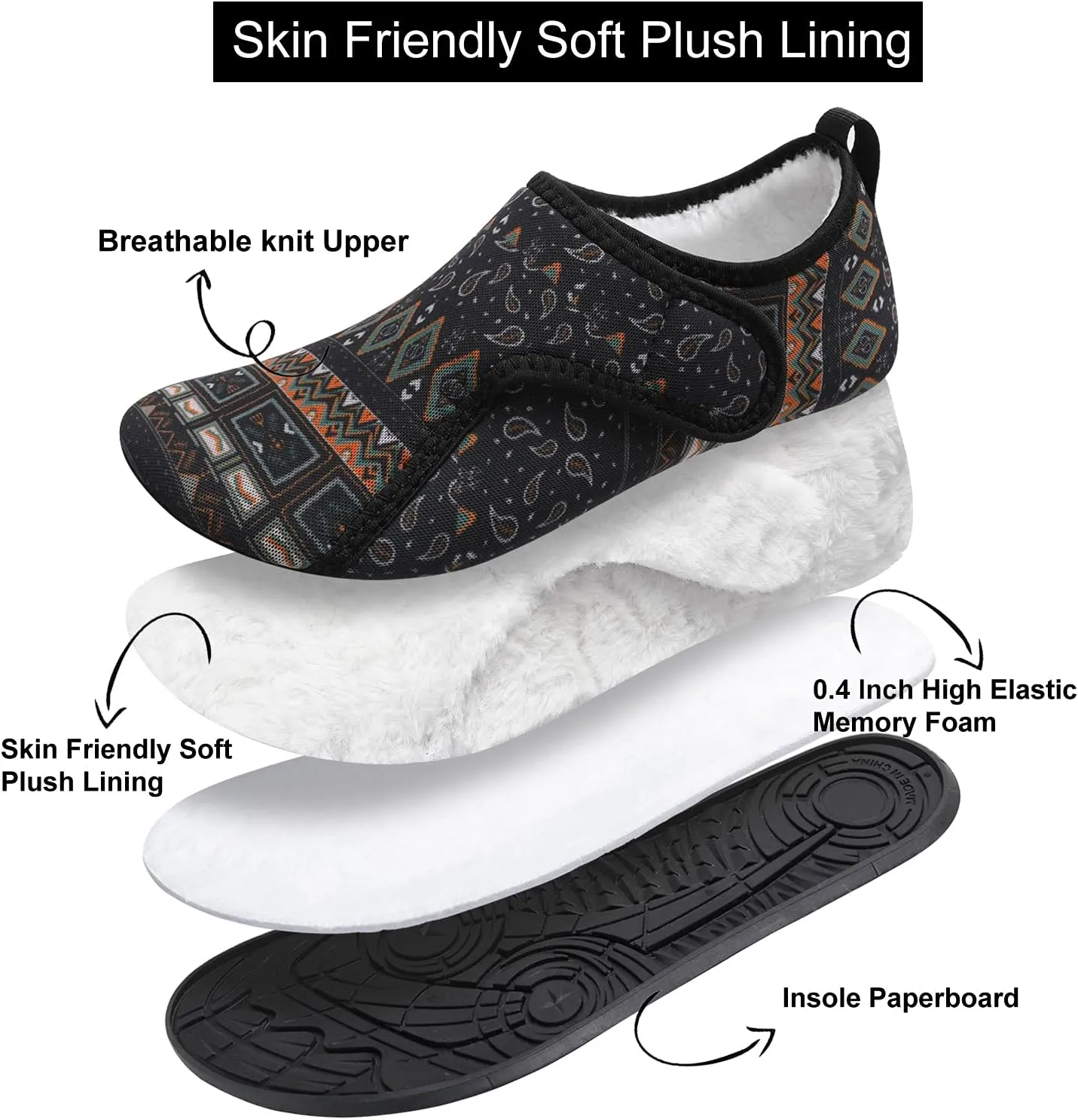L-RUN Womens Mens House Slippers Indoor Home Shoes Warm Barefoot Slippers Outdoor House Shoes Anti-slip