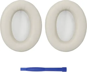 Lambskin Leather Ear-Pad Cushion Replacements for Sony WH-1000XM3 Headphones, with Soft-Touch Leather, Noise Isolation Memory Foam, Added Thickness (Silver)