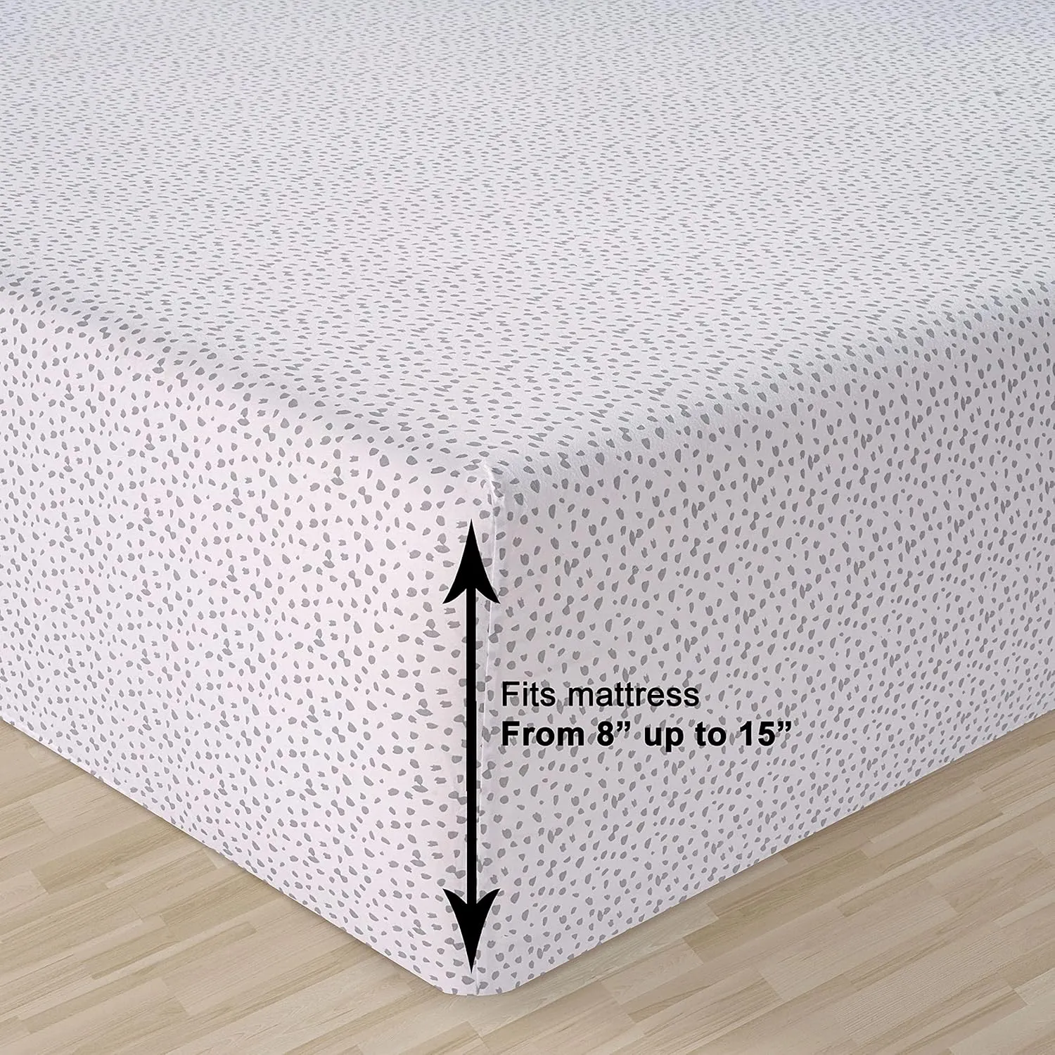 LANE LINEN 100% Organic Cotton Twin Fitted Sheet & Pillowcase Set, Percale Weave, Lightweight, Breathable, Fits Mattress Up To 15" Deep - White (Grey Dot) (No Flat Sheet)