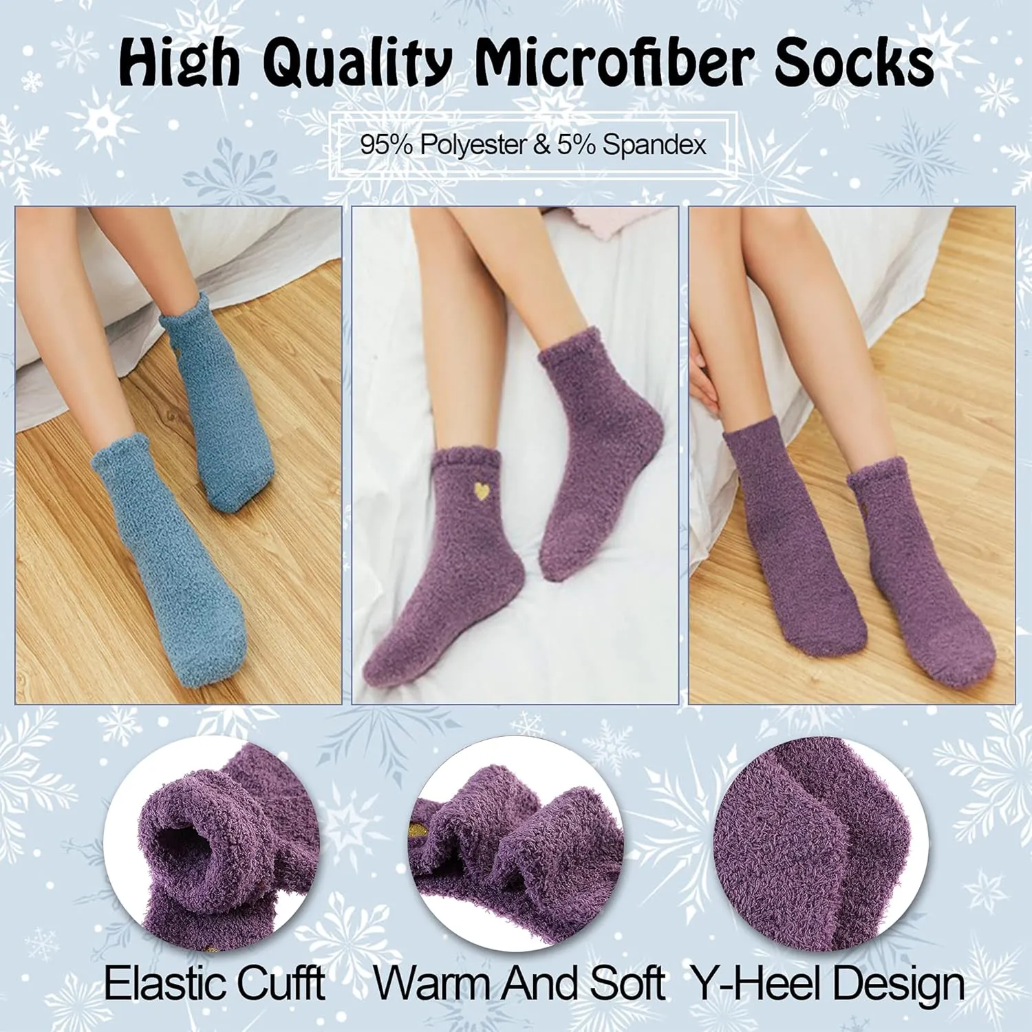 LANLEO 5/6 Pairs Womens Super Soft Fuzzy Plush Warm Winter Home Sleeping Slipper Socks