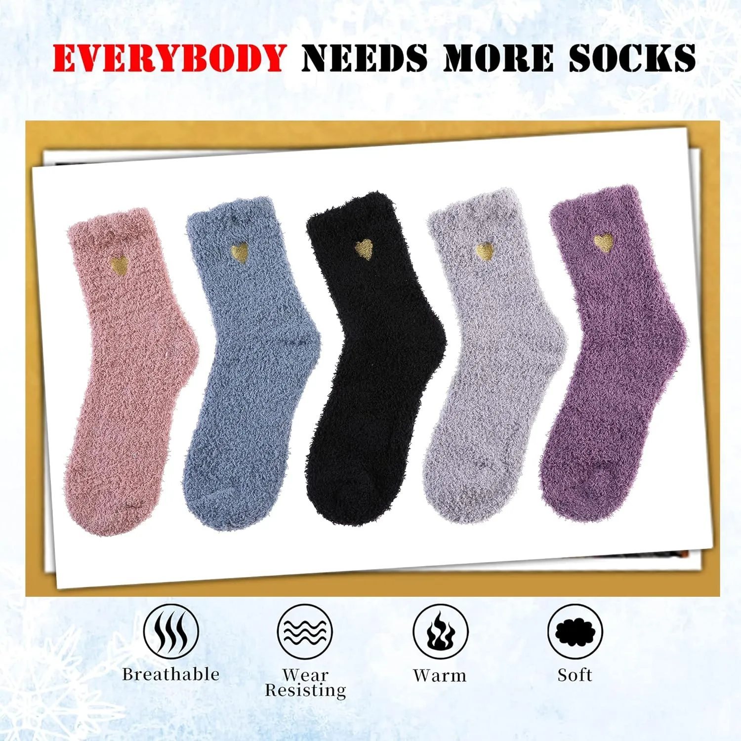 LANLEO 5/6 Pairs Womens Super Soft Fuzzy Plush Warm Winter Home Sleeping Slipper Socks