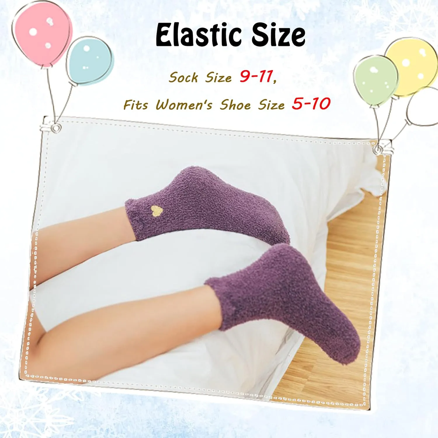 LANLEO 5/6 Pairs Womens Super Soft Fuzzy Plush Warm Winter Home Sleeping Slipper Socks