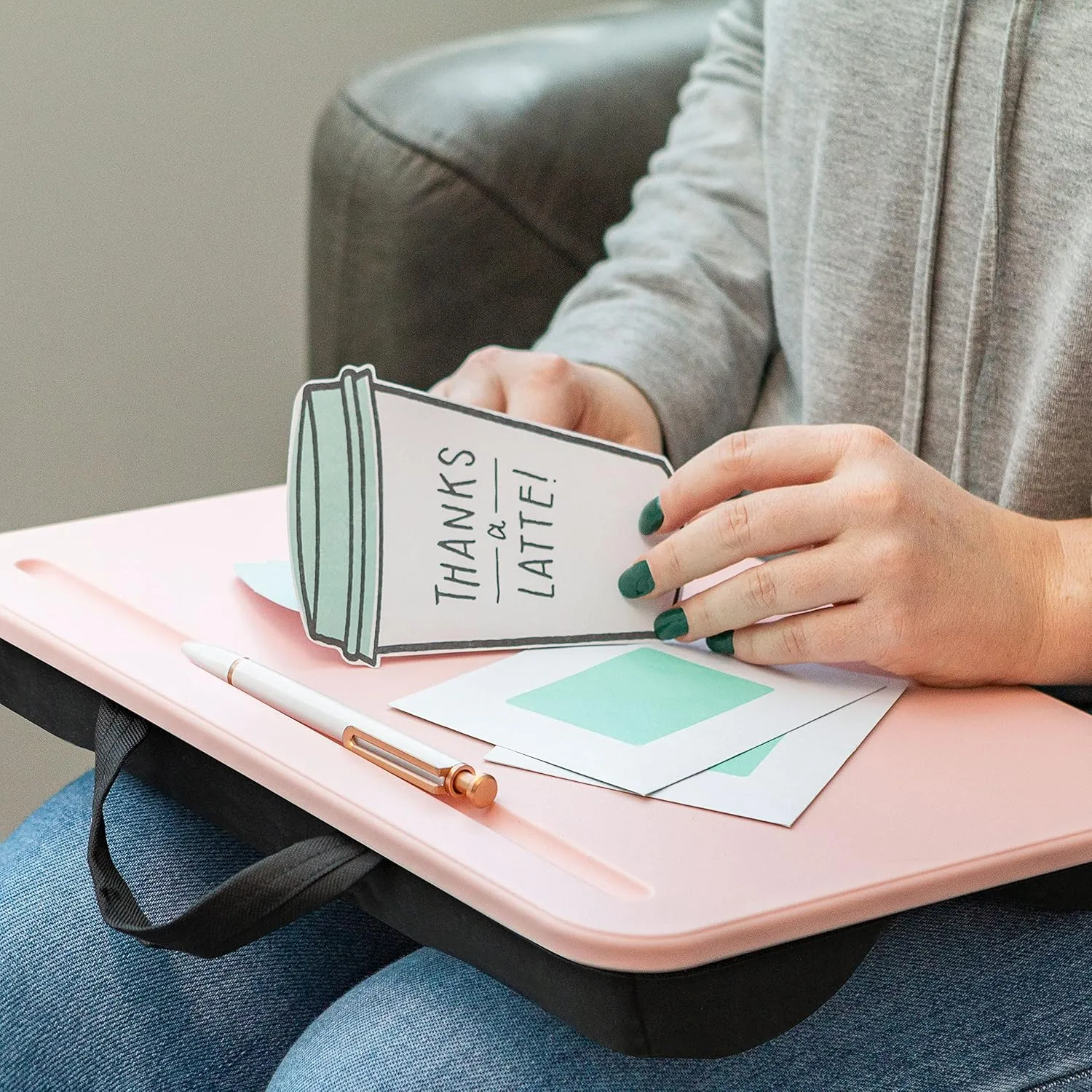 LAPGEAR Compact Lap Desk - Fits up to 15 Inch Laptops - Rose Quartz - Style No. 43104