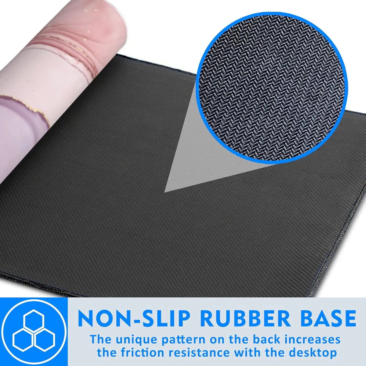 Large Extended Mouse Pad Abstract Pink Marble Desk Mat,Large Gaming Mouse Pad,Big Desk Pad with Thick Stitched Edges Suit for Home Office or Gaming 35.4x15.7 Inch