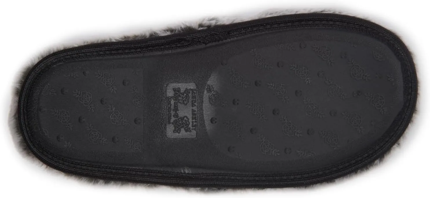 Laura Ashley Ladies Plush A-line Slipper Memory Foam Insole, Closed Toe, Backless Design Lightweight & Durable