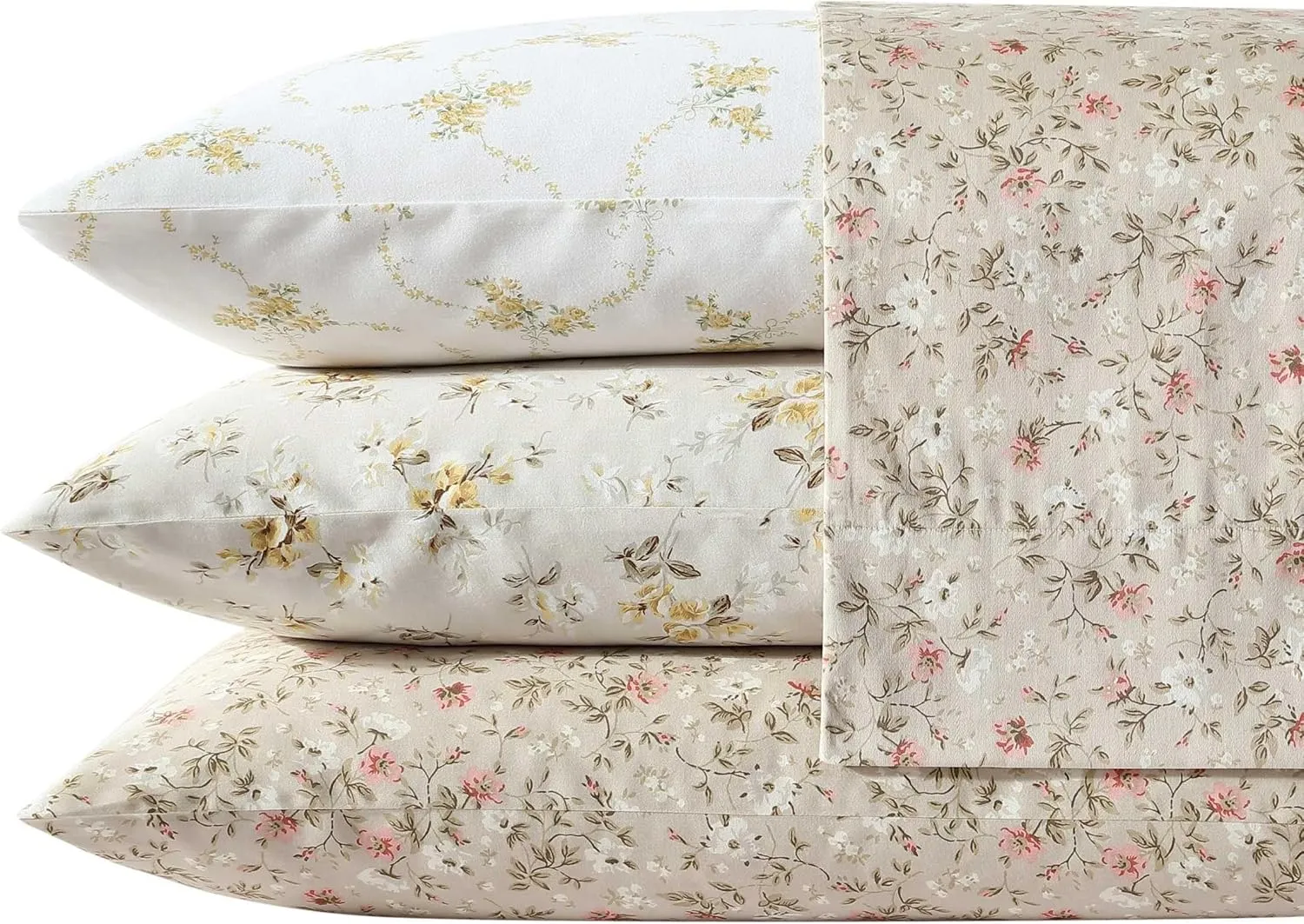 Laura Ashley - Queen Sheets, Soft Sateen Cotton Bedding Set, Sleek, Smooth, & Breathable Home Decor (Petite Rose Gold, Queen)