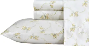 Laura Ashley - Queen Sheets, Soft Sateen Cotton Bedding Set, Sleek, Smooth, & Breathable Home Decor (Petite Rose Gold, Queen)