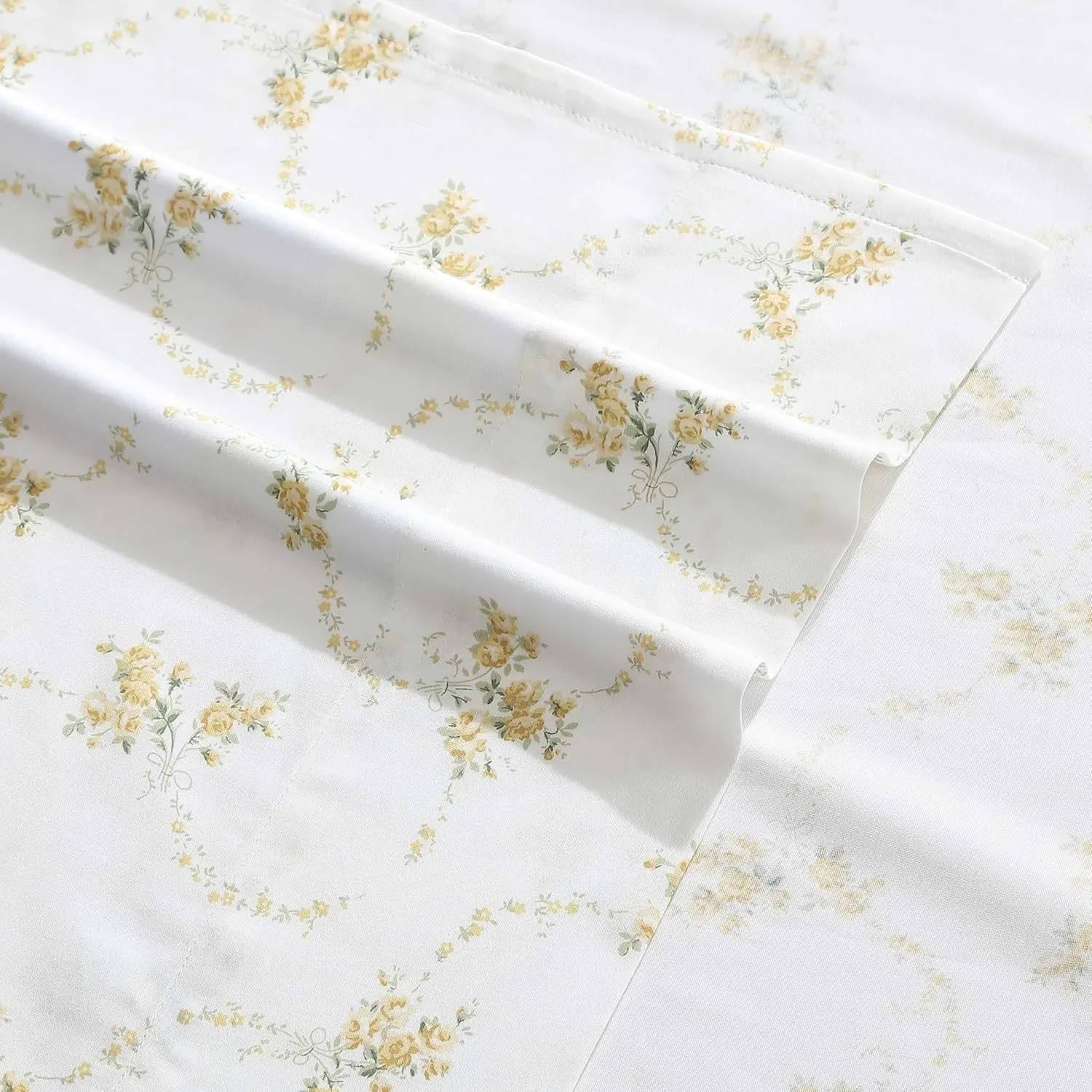 Laura Ashley - Queen Sheets, Soft Sateen Cotton Bedding Set, Sleek, Smooth, & Breathable Home Decor (Petite Rose Gold, Queen)