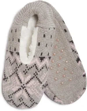 Laura Ashley Womens Fair Isle Fuzzy Slipper Socks with Grippers, Non Slip Warm Cozy Indoor House Slippers