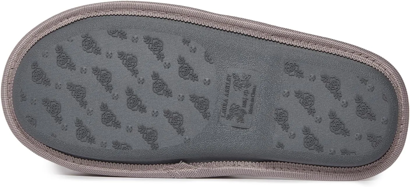 Laura Ashley Women's House Slippers - Cozy Bow Band Memory Foam Open Toe Spa Slide Slipper - Flat Slip On House Slippers for Women