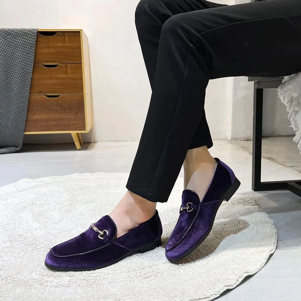 LCQL Men's Luxury Velvet Penny Loafer Shoes Noble Slip-on Suede Loafers Smoking Slippers Plus Size 7-13