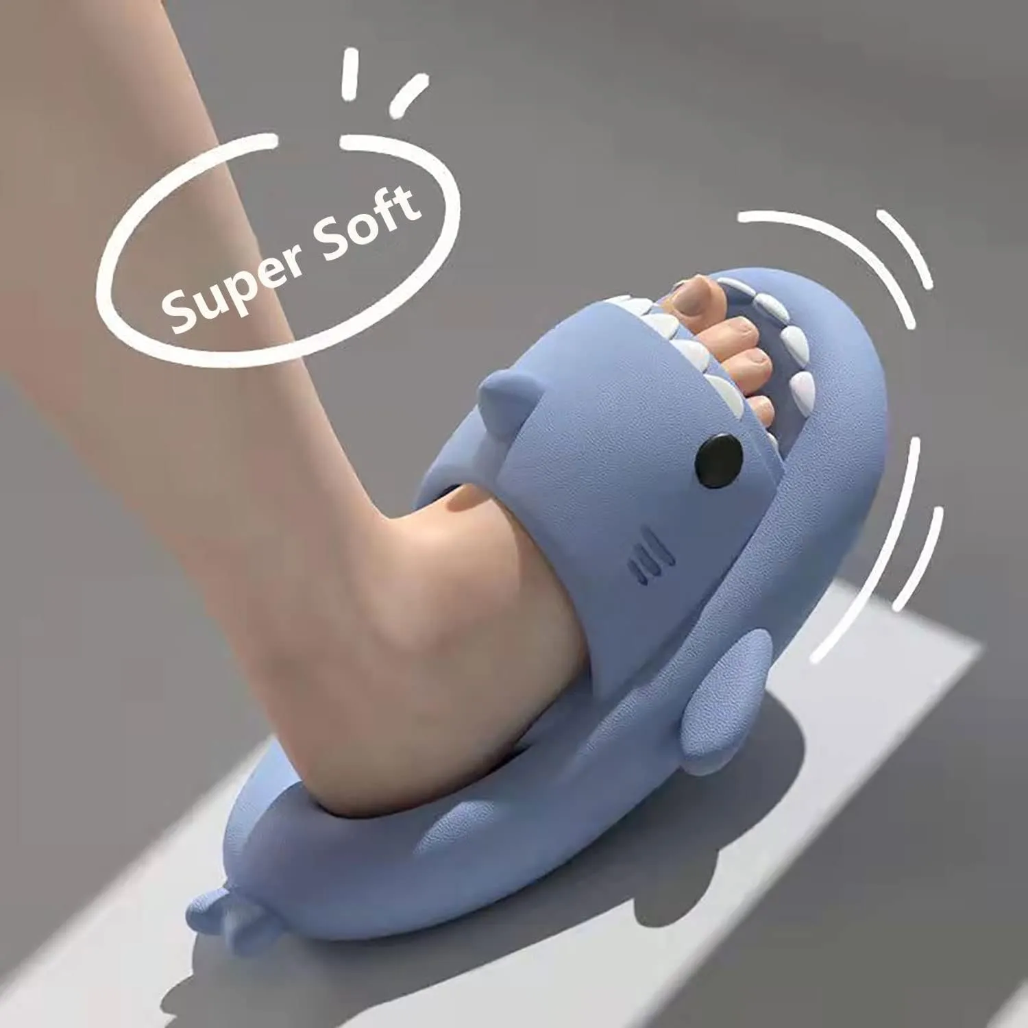 LELEBEAR Shark Slides Size 13 Men, Cloudy Shark Slides Plus Size, Summer Beach Open Toe Shower Sandals for Women Men