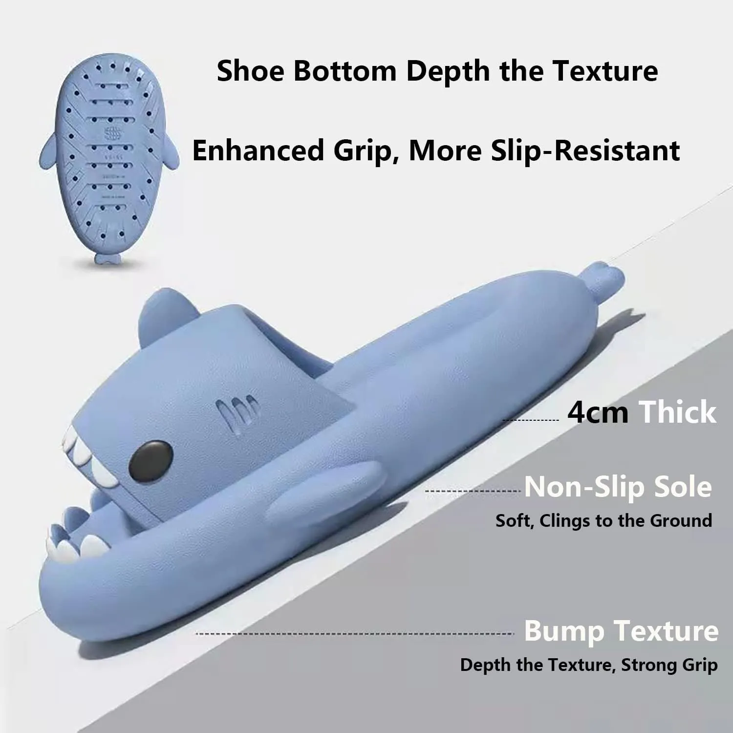 LELEBEAR Shark Slides Size 13 Men, Cloudy Shark Slides Plus Size, Summer Beach Open Toe Shower Sandals for Women Men