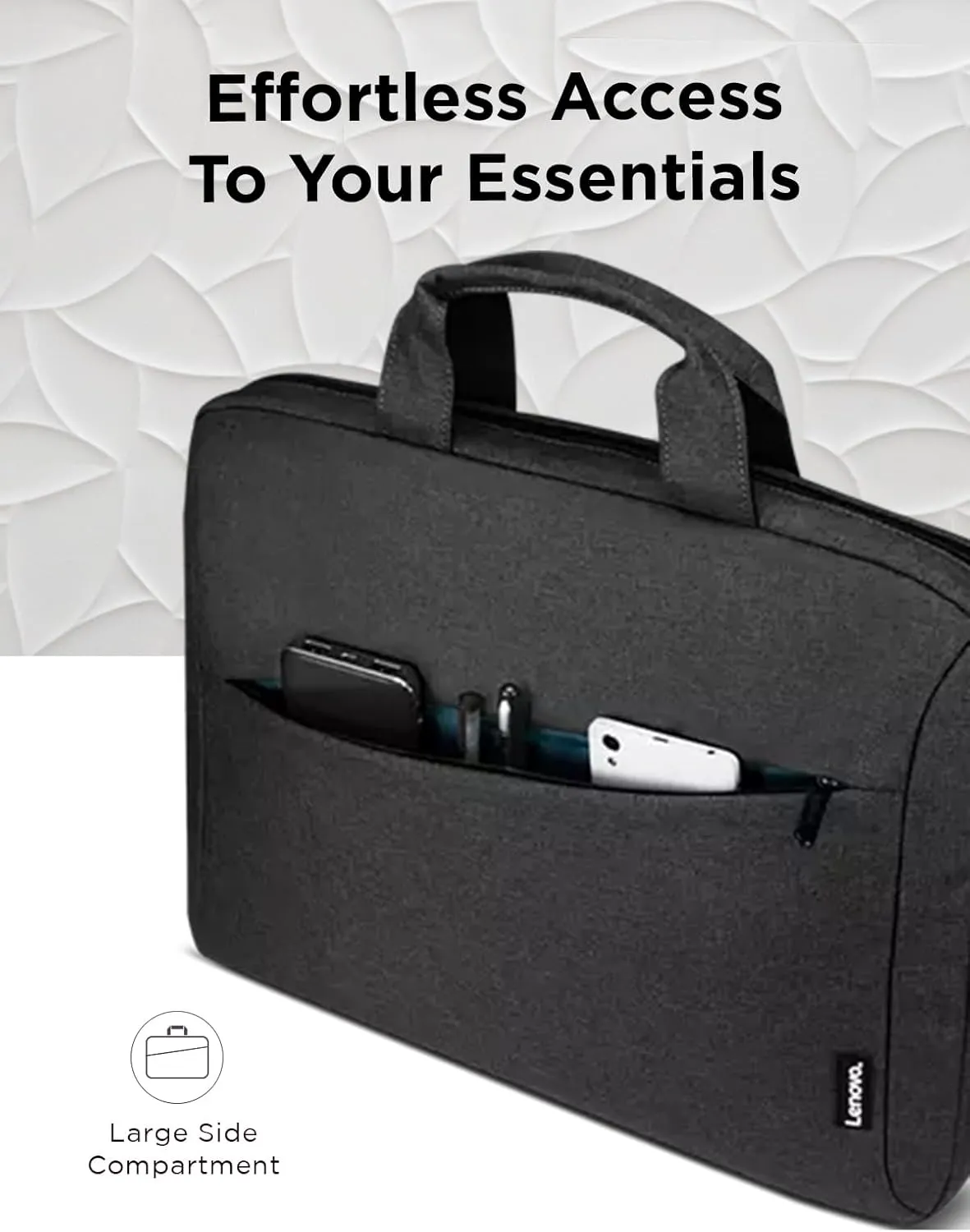 Lenovo Laptop Bag T210, Messenger Shoulder Bag for Laptop or Tablet, Sleek, Durable & Water-Repellent Fabric