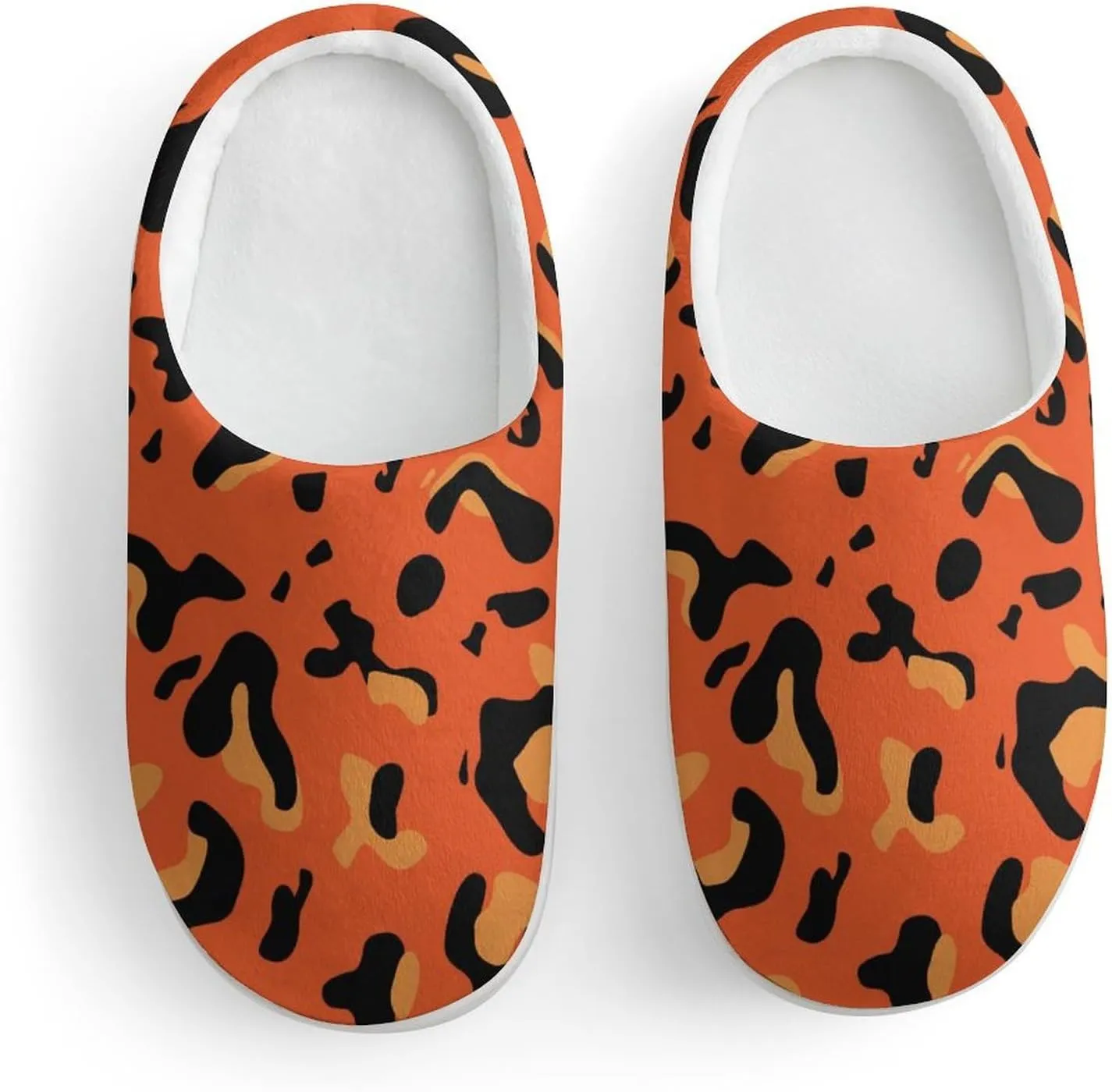 Leopard Pattern Boys Girls House Slippers with Microfleece Lining Cozy Household Shoes Non-slip for Kids