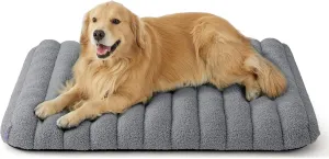 Lesure Cute Orthopedic Dog Bed for Extra Large Dogs, XL Waterproof Chic Flat Pet Beds with Removable Washable Cover, Fuzzy Thick Egg Crate Foam Pet Mat for Indoor Use (44" x 32", Grey)