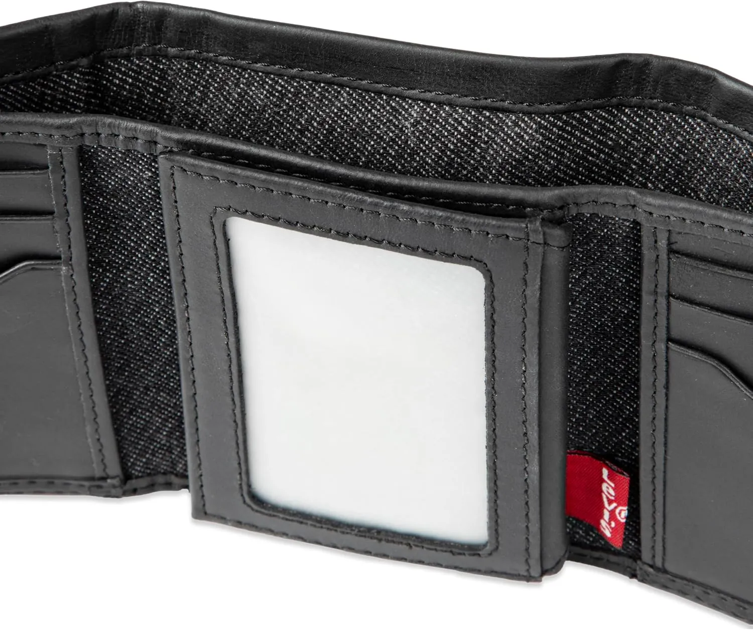 Levi's Men's Trifold Wallet-Sleek and Slim Includes Id Window and Credit Card Holder, Black Xcap, One Size