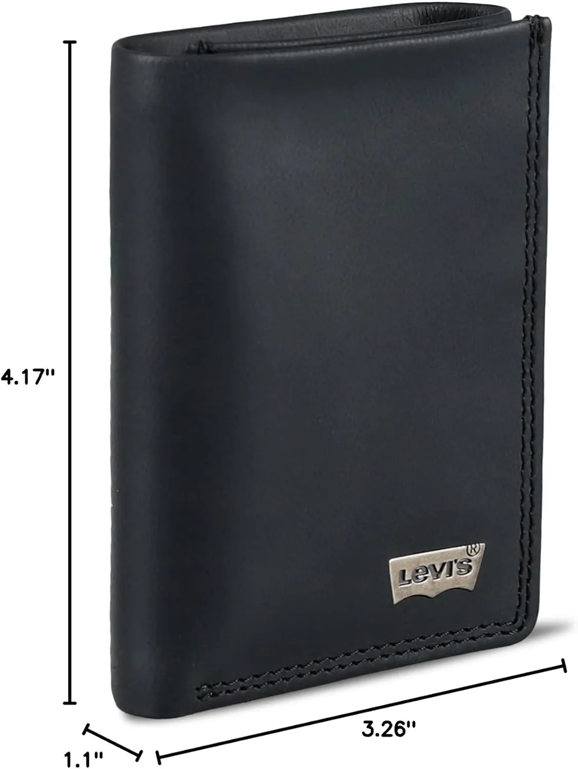 Levi's Men's Trifold Wallet-Sleek and Slim Includes Id Window and Credit Card Holder, Black Xcap, One Size
