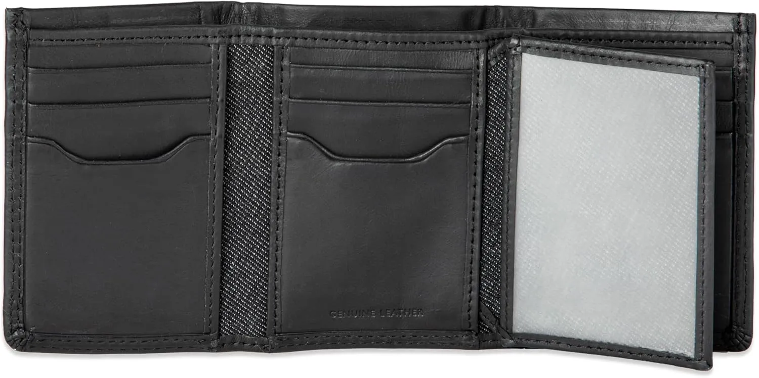 Levi's Men's Trifold Wallet-Sleek and Slim Includes Id Window and Credit Card Holder, Black Xcap, One Size