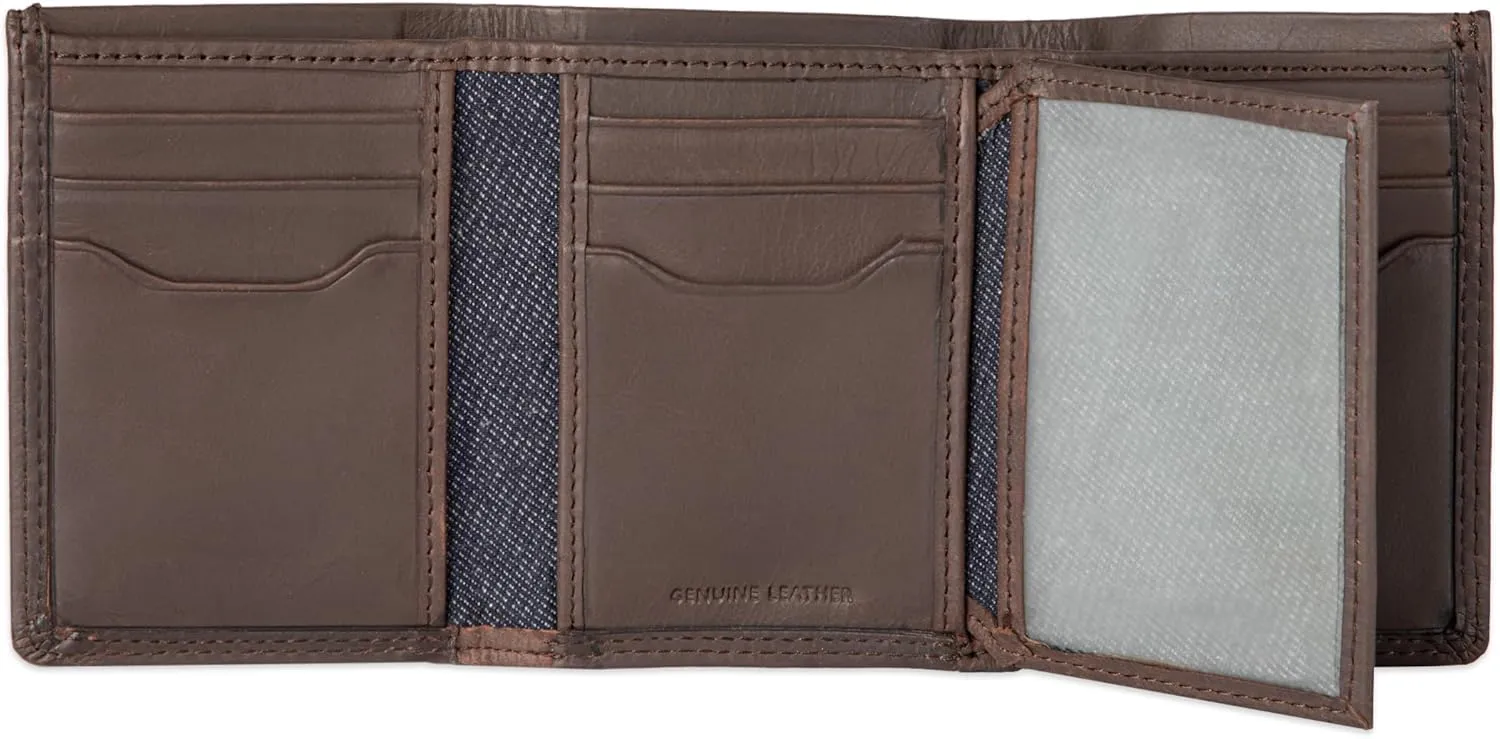 Levi's Men's Trifold Wallet-Sleek and Slim Includes Id Window and Credit Card Holder, Brown Xcap, One Size