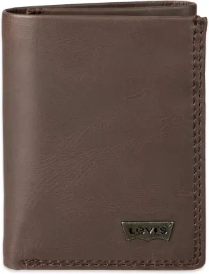 Levi's Men's Trifold Wallet-Sleek and Slim Includes Id Window and Credit Card Holder, Brown Xcap, One Size